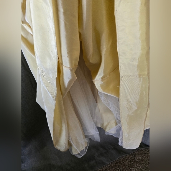 Vtg Y2k Scene Gold Sheer Top Square Neck Prom Dress Gown Size 9/10 - Picture 5 of 7